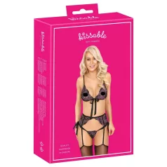   Kissable - růžovo-fialová výšivková podprsenka set (černý) - L/XL