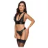 Cottelli Bondage - lesklá podprsenka se sadou pout (černá) - M