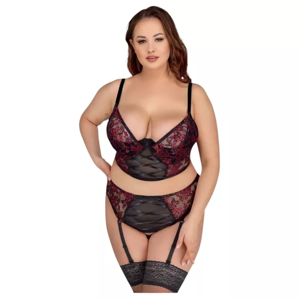 Cottelli Plus Size - nastavitelná podprsenková sada (červená) - 90C/XL