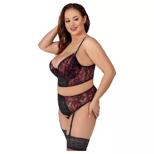 Cottelli Plus Size - nastavitelná podprsenková sada (červená) - 90C/XL