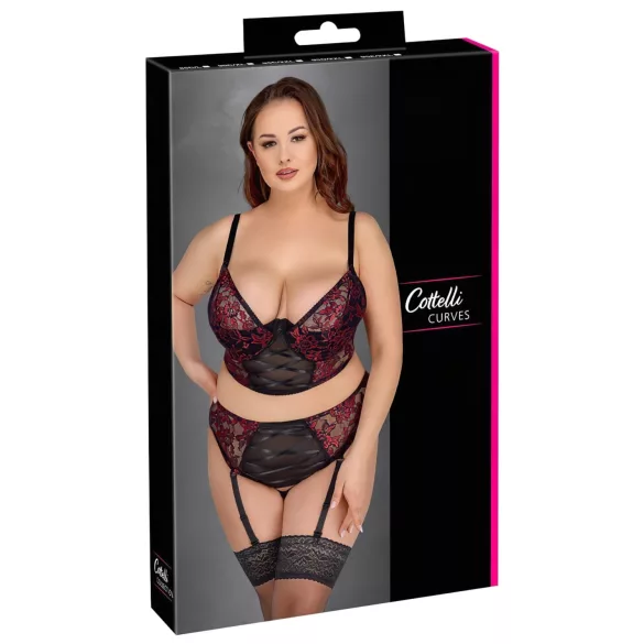 Cottelli Plus Size - nastavitelná podprsenková sada (červená) - 90C/XL