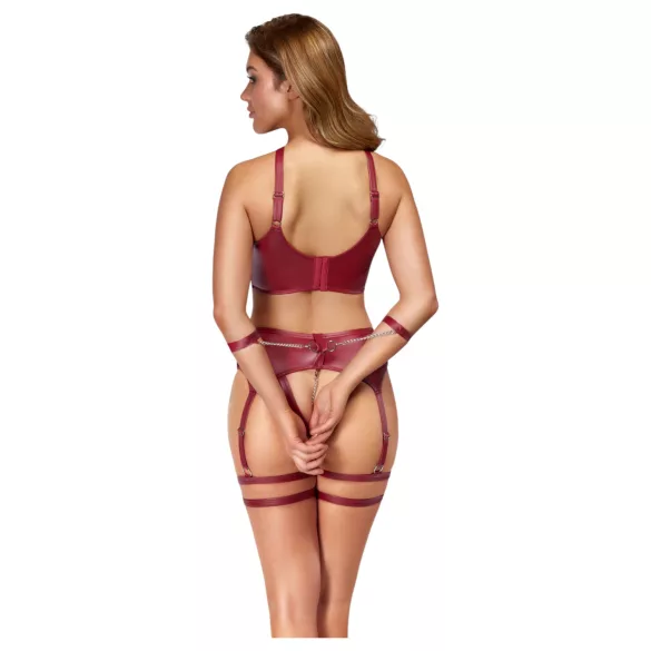 Cottelli Bondage - BDSM podprsenková sada s křížovými pásky - červená