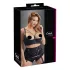 Cottelli Plus Size - podprsenka s pásky a kroužky - černá - 90D