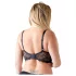 Cottelli Plus Size - podprsenka s pásky a kroužky - černá - 90D
