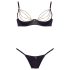 Cottelli - saténová sada push-up s řetízkem a kamínky (černá) - 80B/M