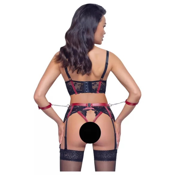 Cottelli Bondage - podprsenka s krajkou - matná červená souprava - M