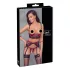 Cottelli Bondage - podprsenka s krajkou - matná červená souprava - XL