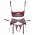 Cottelli Bondage - podprsenka s krajkou - matná červená souprava - XL