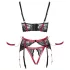 Cottelli Bondage - podprsenka s krajkou - matná červená souprava - XL