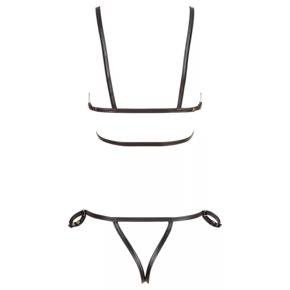 Cottelli Bondage - lesklý tělový postroj bikini - černý