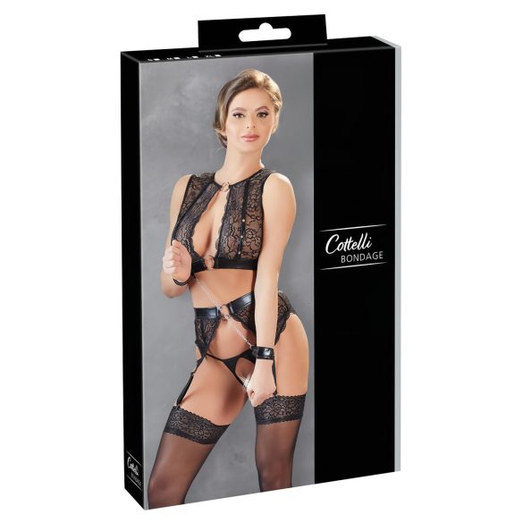 Cottelli Bondage - krajkový spodní prádlo set (4 díly)