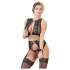 Cottelli Bondage - krajková souprava spodního prádla + pouta (4dílná sada) - L