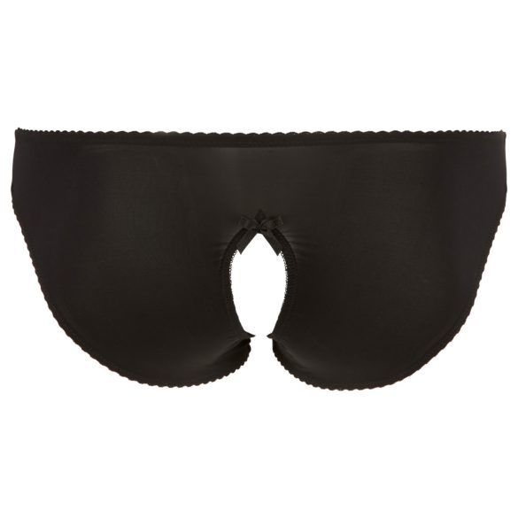 Cottelli Plus Size - krajkové, otevřené kalhotky (černé)