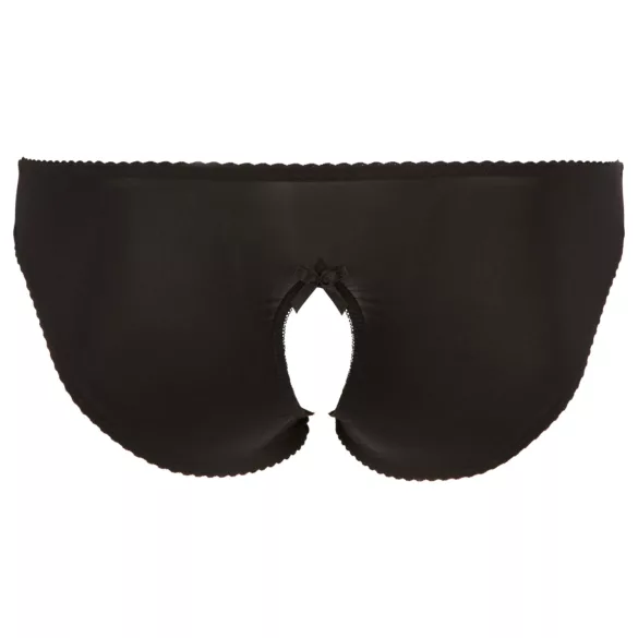 Cottelli Plus Size - krajkové, otevřené kalhotky (černé) - XL