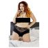 Cottelli Plus Size - krajkované perličkové kalhotky (černé) - 2XL
