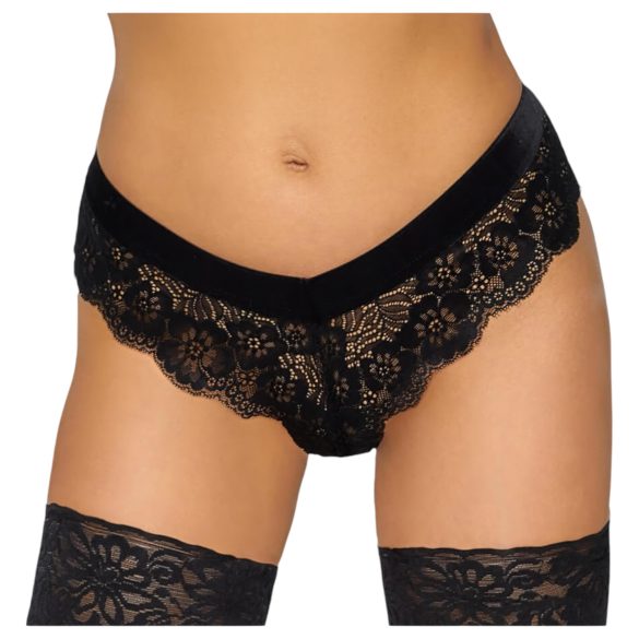 Cottelli Party - krajková tanga s řetízkem (černá) - XL