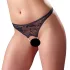 Cottelli - dámské tanga s perlami - otevřená krajka - černá - M