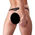 Cottelli - dámské tanga s perlami - otevřená krajka - černá - XL