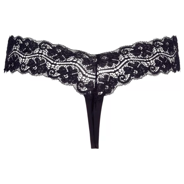 Cottelli - tanga s dvojitými perlami - krajka - černá - XL