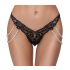 Cottelli - luxusní, vyšívané tanga s perličkami (černá) - M/L