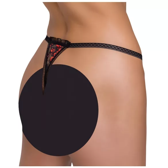 Cottelli - luxus dámské tanga - růže a perly - černá - M/L