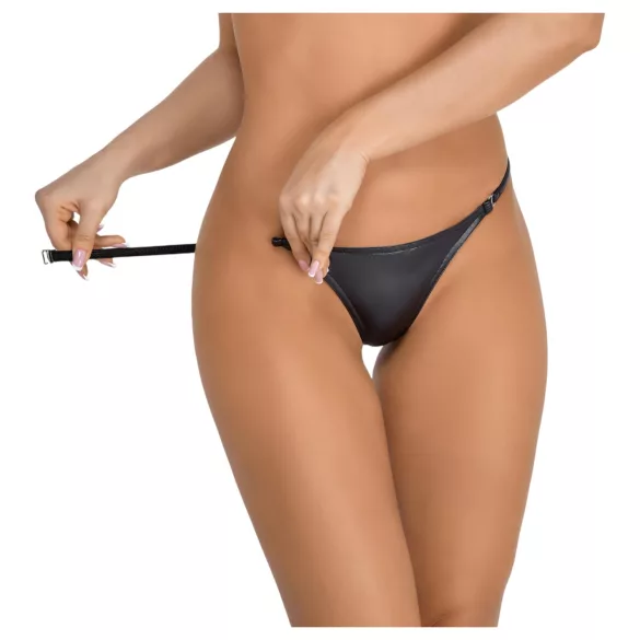 Noir - tanga - lesklý efekt - černá - L/XL