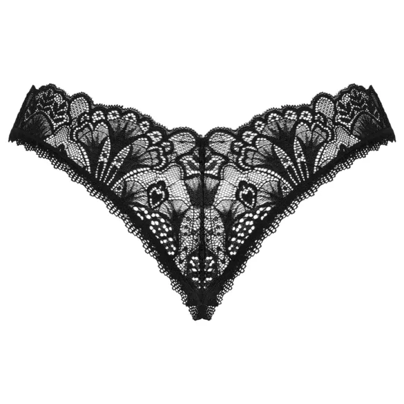 Obsessive - otevřená krajková tanga - černá - M/L