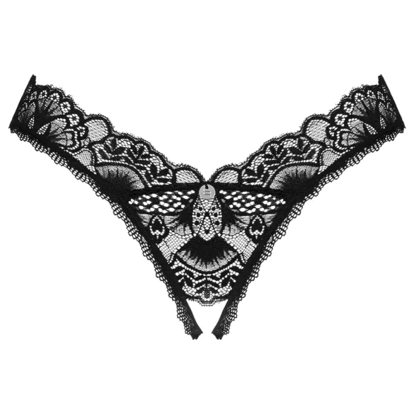 Obsessive - otevřená krajková tanga - černá - XL/XXL