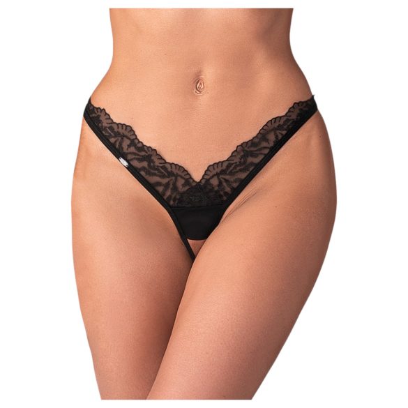 Obsessive - průhledná, krajková tanga (černá)