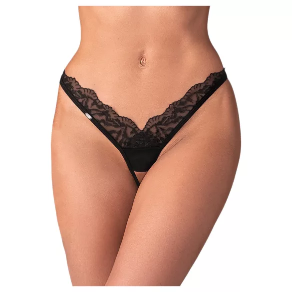 Obsessive - dámské tanga - průhledná krajka - černá - 2XL/3XL