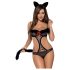 Obsessive Gepardina - sexy kočičí kostým set (černá) - L/XL