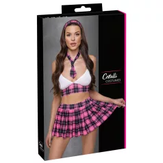 Cottelli - kostým školačky - růžový kostkovaný set