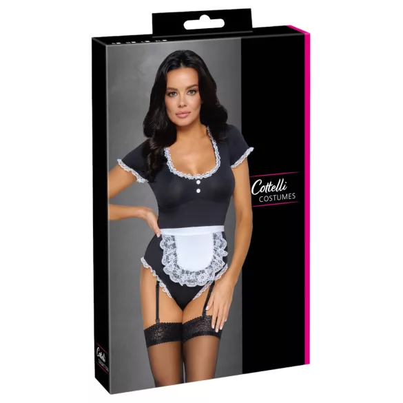 Cottelli - body servírky se zástěrkou (černé) - M