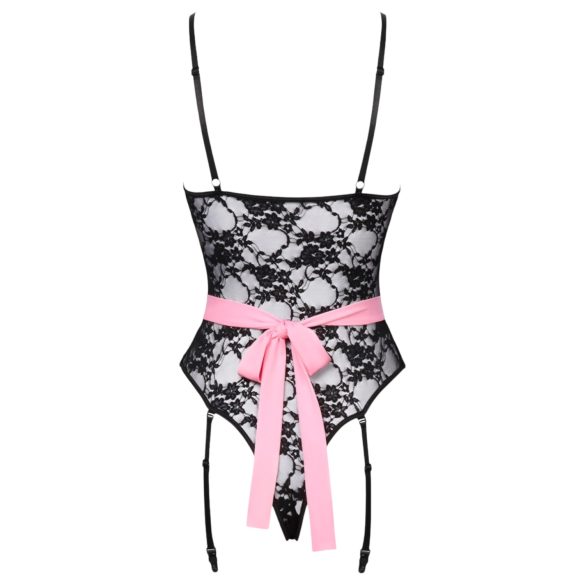 Cottelli - průsvitný kostým služky (černá-růžová) - M