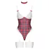 Cottelli - body set - kostkovaný vzor - červená - M