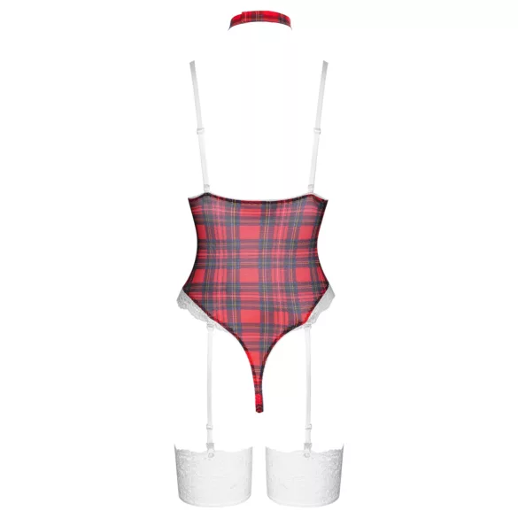 Cottelli - body set - kostkovaný vzor - červená - L