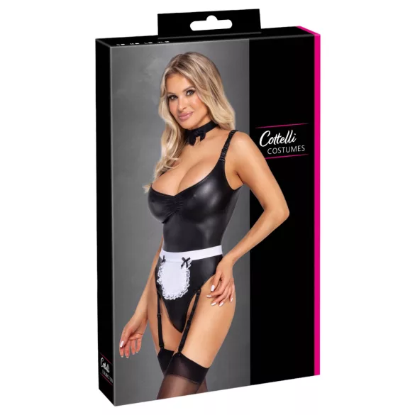 Cottelli - body pokojské se zástěrkou (černé) - M