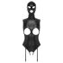 Bad Kitty - otevřené body a maska v černé barvě - XXL