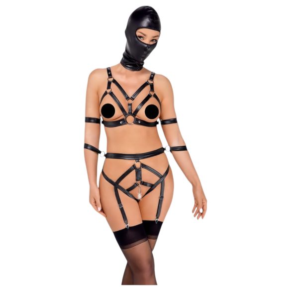 Bad Kitty - černý postroj a maskaセット