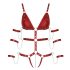 Bad Kitty - červené nýtované bondage body - M