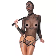   Bad Kitty - BDSM průhledná síťovaná souprava s bičíkem (černá)