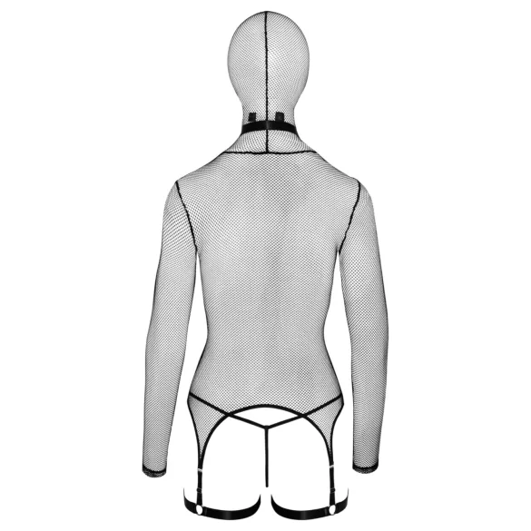 Bad Kitty - BDSM sada - průhledná síťovina s bičíkem - černá - L