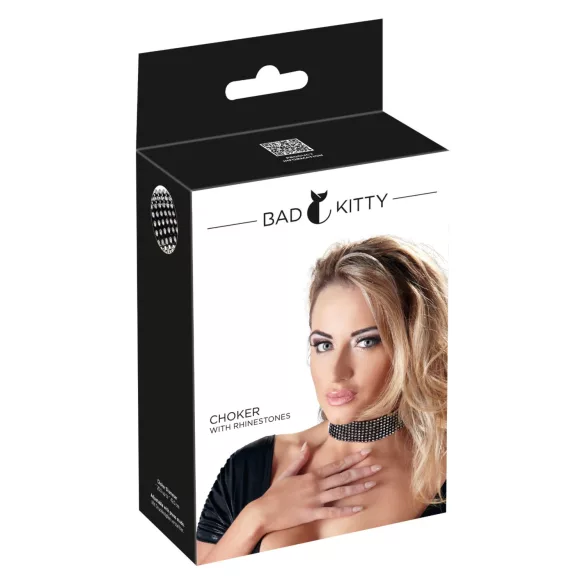 Bad Kitty - obojek s kamínky - černý