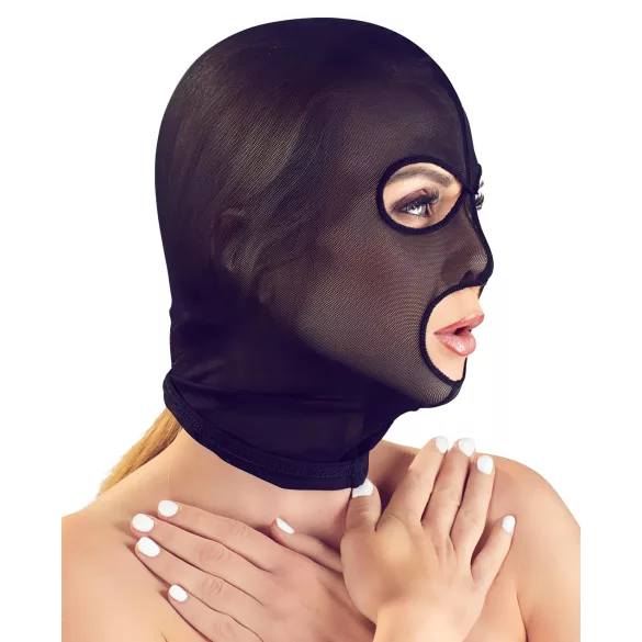 Bad Kitty - erotická maska na orální sex - síťovaná černá