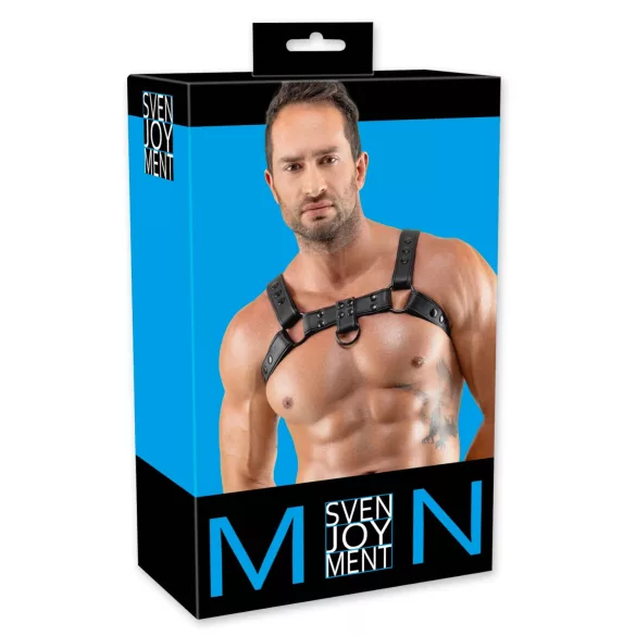 Svenjoyment - kožený postroj na hrudník (černý)