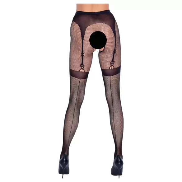 Cottelli Legwear - samodržící otevřené punčochy - černé S-L