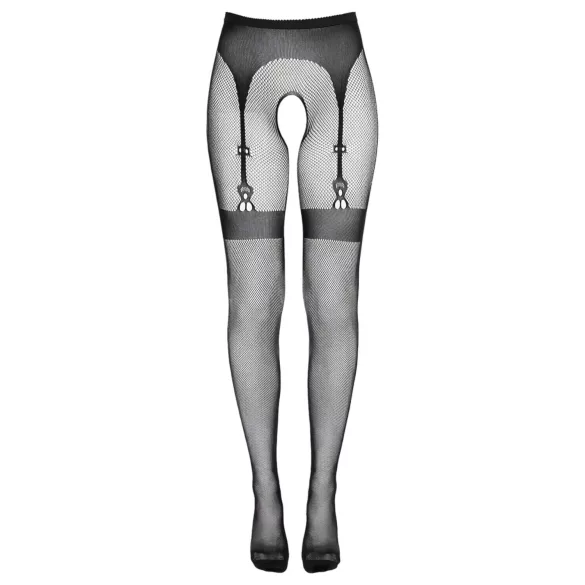 Cottelli Legwear - samodržící otevřené punčochy - černé S-L