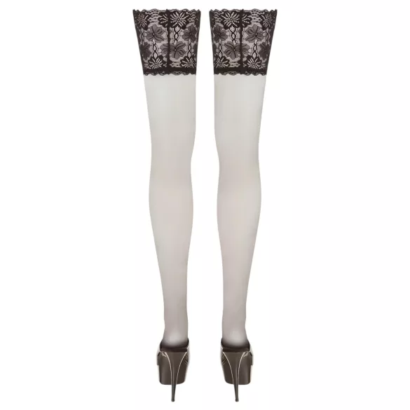 Cottelli Plus Size - krajkové nadkolenky 15cm (černé)