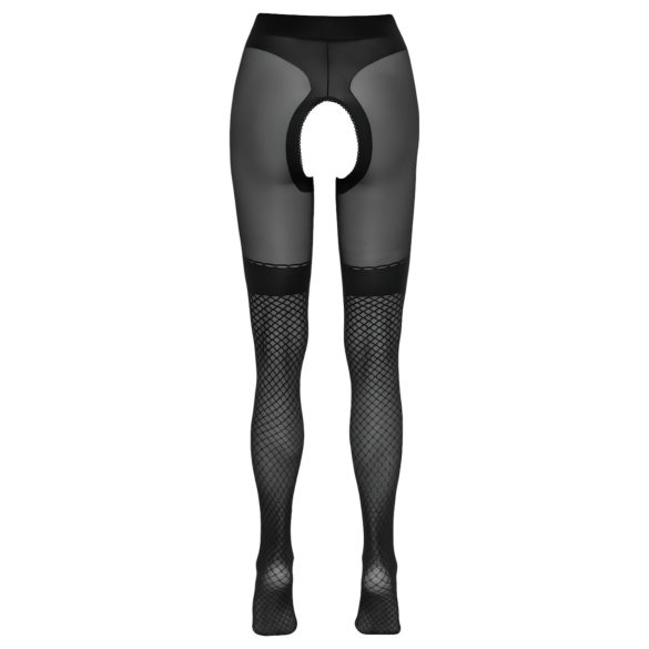 Cottelli - punčochy s otevřeným designem a síťovanými vložkami (černé)