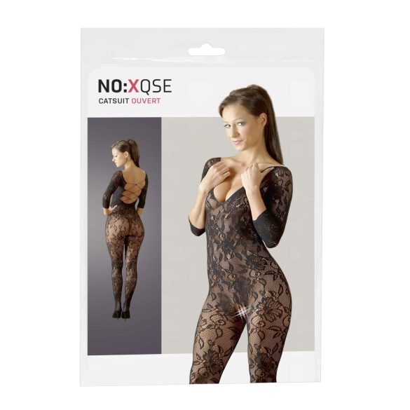 NO:XQSE - Květinové catsuit - černé (S-L)